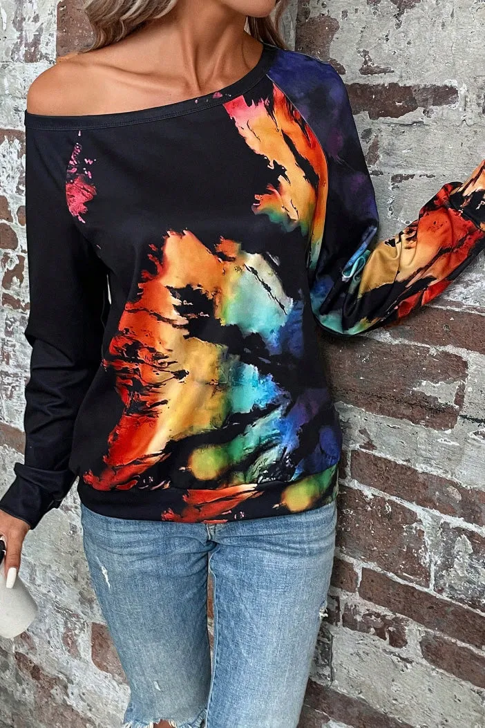 Tie-Dye Boat Neck Sweater