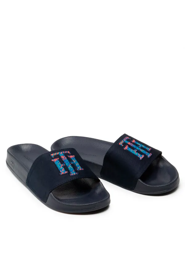 Tommy Hilfiger Navy Women's TH Logo Slides