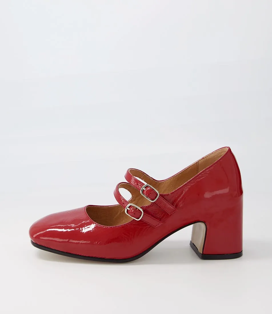 TOP END Fiyona Dark Red Patent Leather Mary Jane Heels