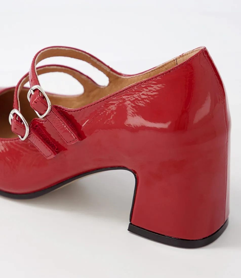 TOP END Fiyona Dark Red Patent Leather Mary Jane Heels