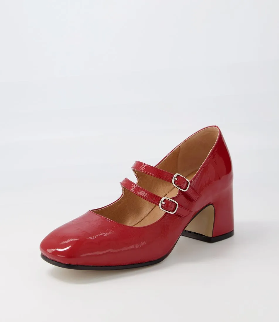 TOP END Fiyona Dark Red Patent Leather Mary Jane Heels