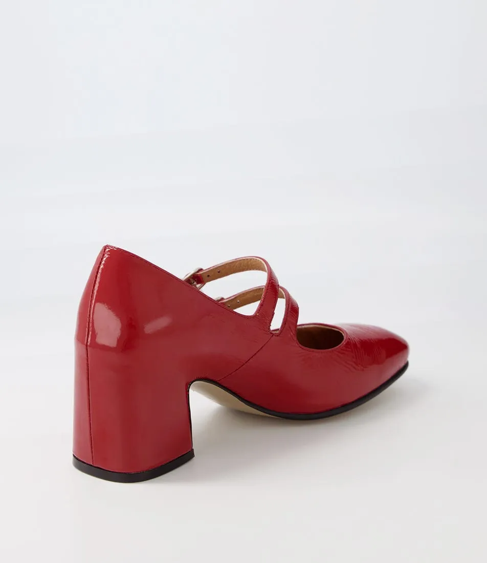 TOP END Fiyona Dark Red Patent Leather Mary Jane Heels