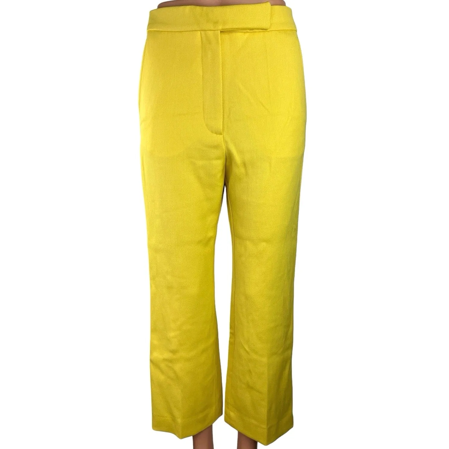 Tory Burch Sport Yellow High Rise Flat Front Stretch Wide Leg Pants Size XS