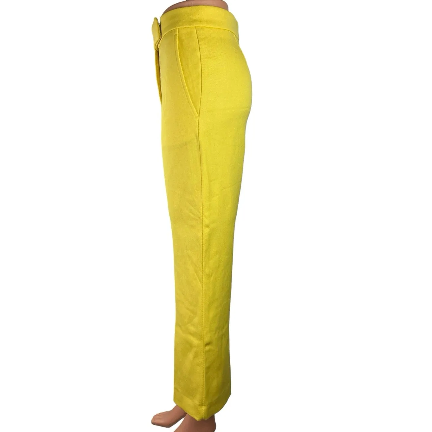 Tory Burch Sport Yellow High Rise Flat Front Stretch Wide Leg Pants Size XS