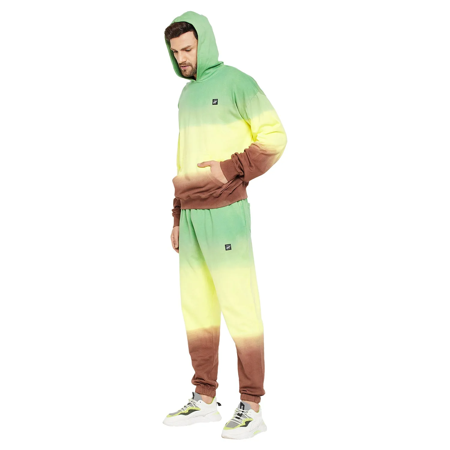 Tri Color Oversized Ombre Hoodie & Relaxed Fit Joggers Tracksuit