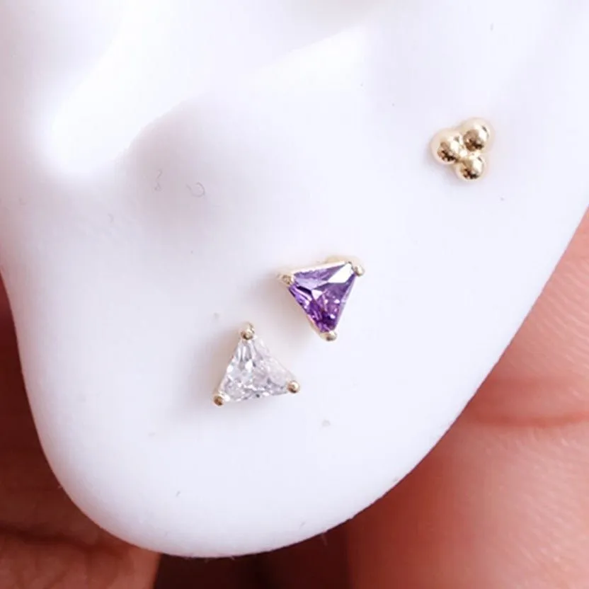 Triangle Cut Flat Back Cubic Zirconia Stud