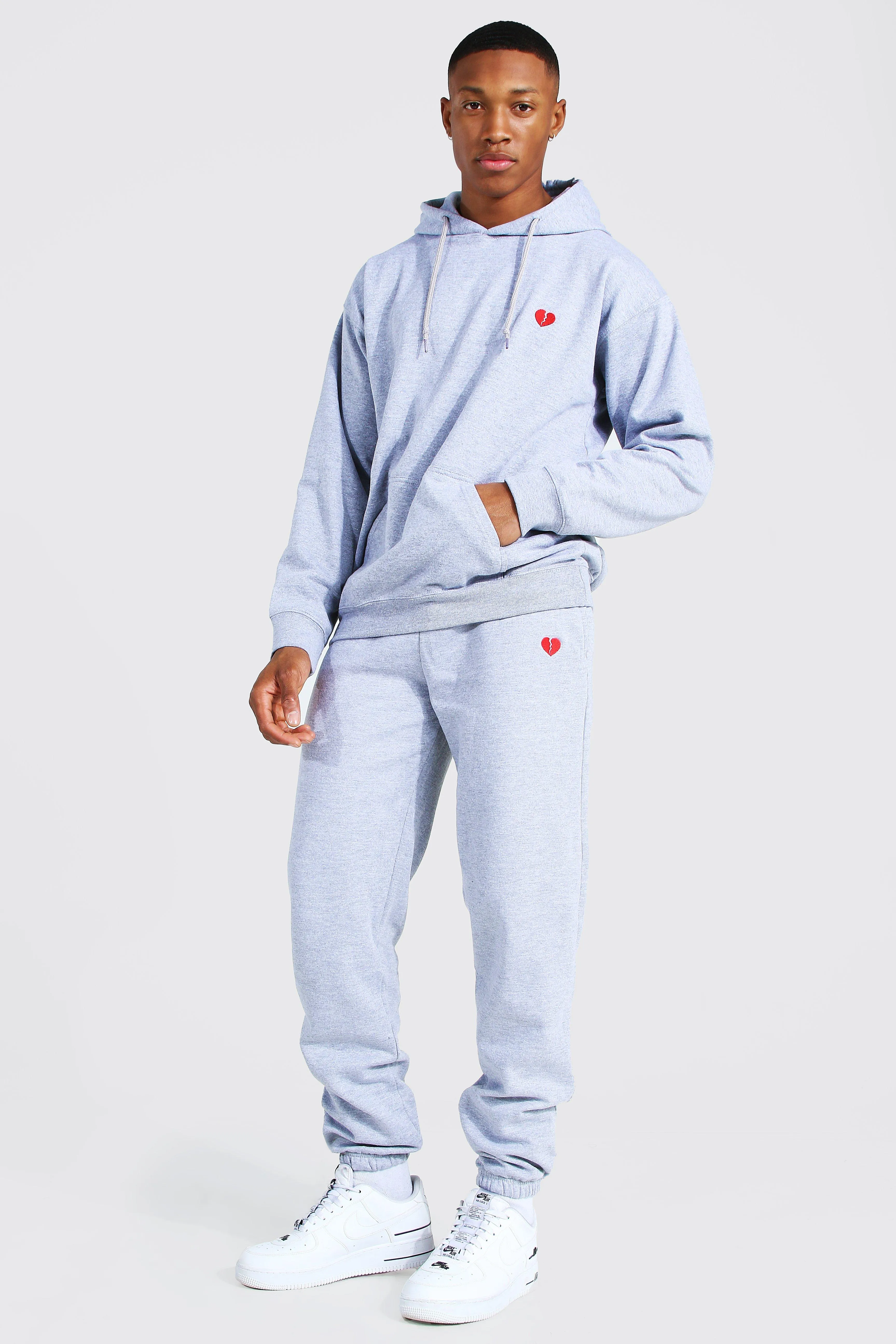 Valentines Broken Heart Embroidered Tracksuit | boohooMAN UK