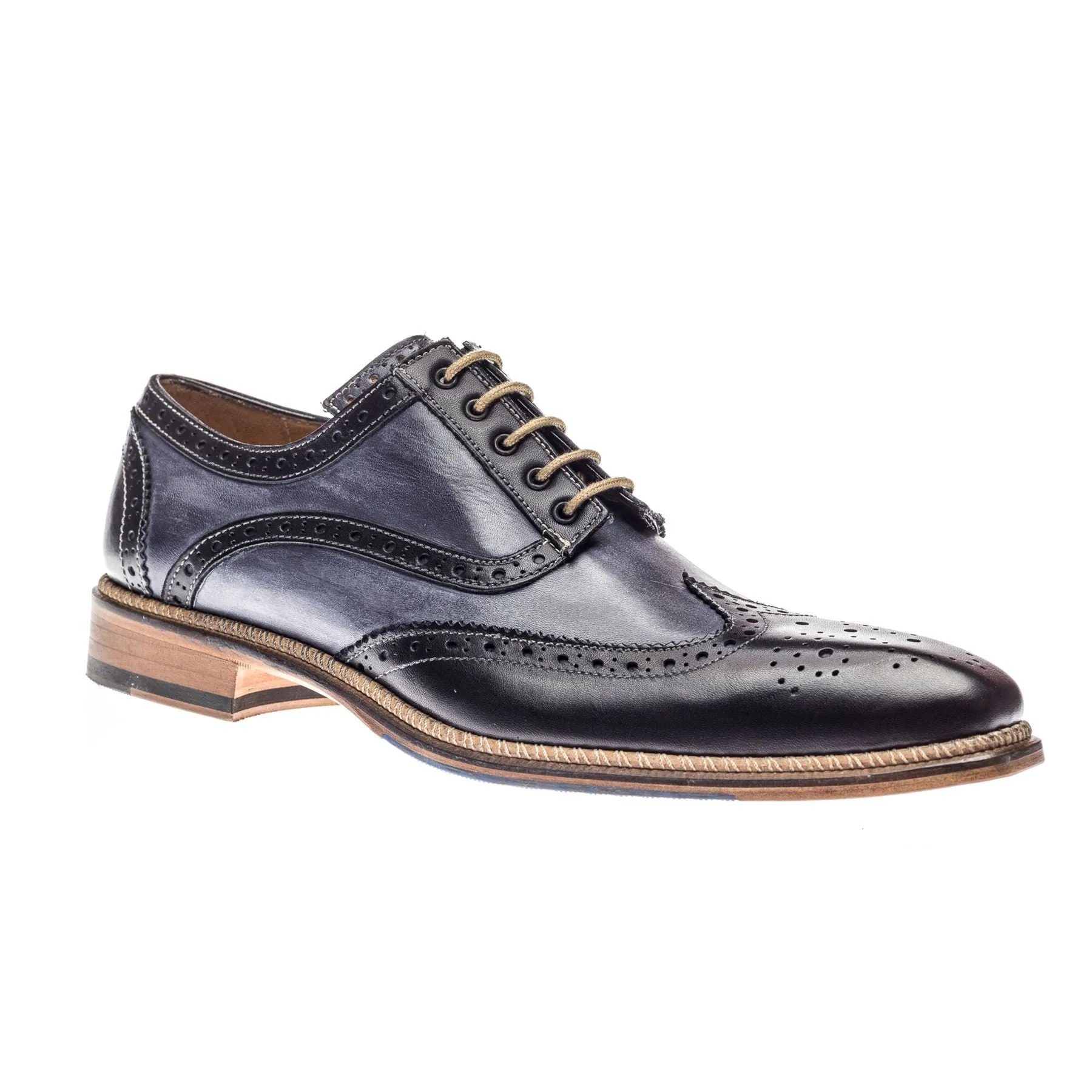 Veloce Wingtip Derby in Black/Anthracite (Size 9) by Jose Real