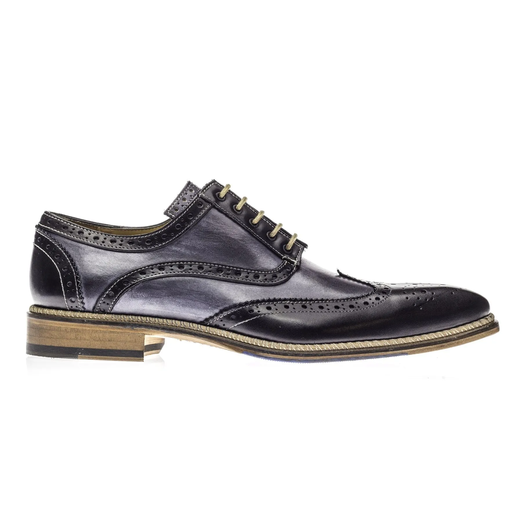 Veloce Wingtip Derby in Black/Anthracite (Size 9) by Jose Real