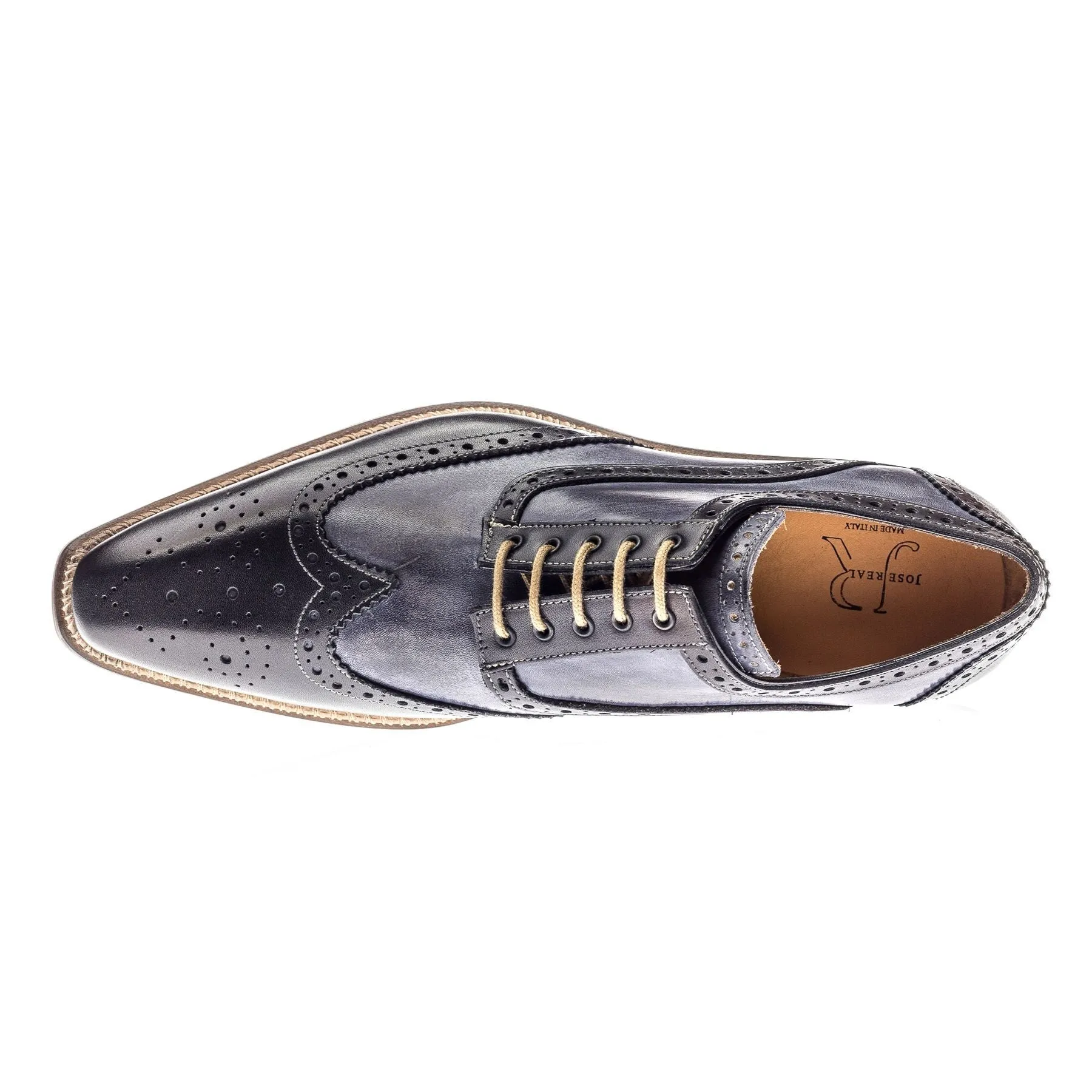 Veloce Wingtip Derby in Black/Anthracite (Size 9) by Jose Real