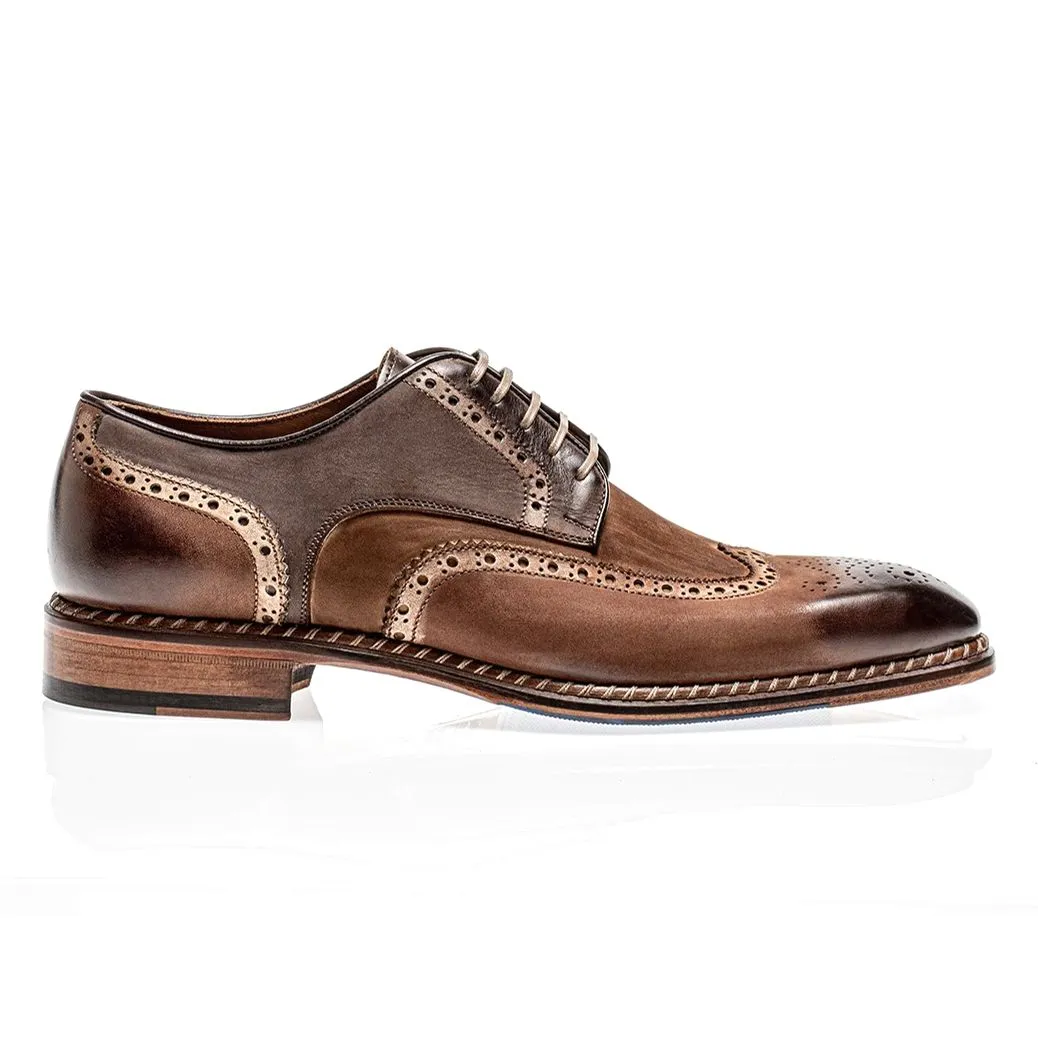 Veloce Wingtip Derby in Nubuck Marrone Cuoio Faggio by Jose Real