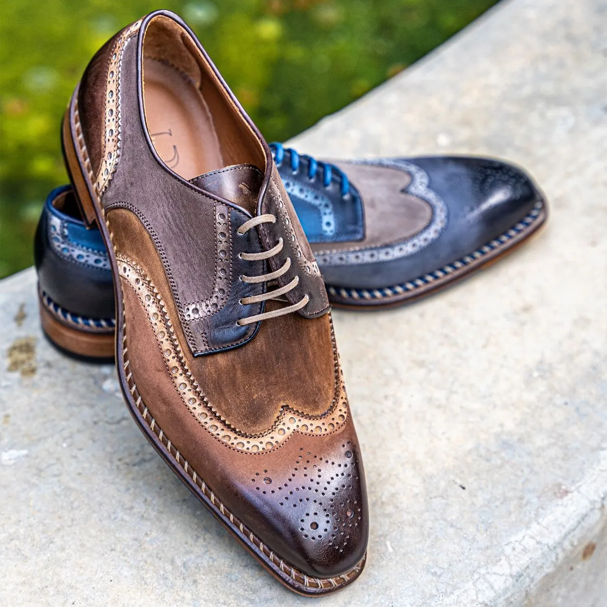 Veloce Wingtip Derby in Nubuck Marrone Cuoio Faggio by Jose Real