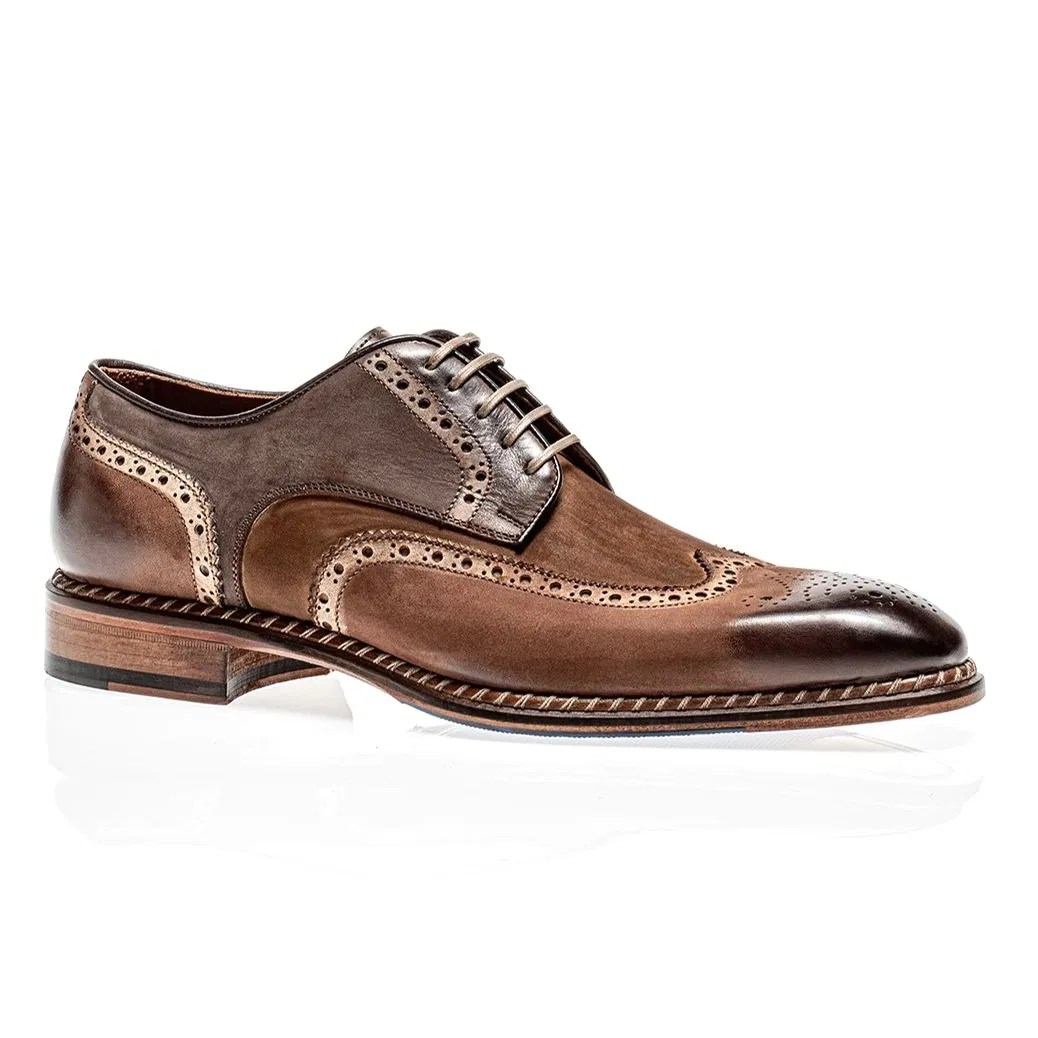 Veloce Wingtip Derby in Nubuck Marrone Cuoio Faggio by Jose Real