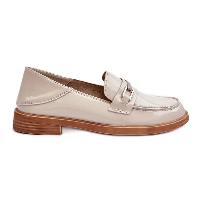 Vinceza Women's Beige Nurea Patent Moccasins