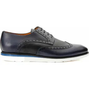 Vinci Leather The Molise Navy Wingtip Semi Brogue Derby Shoe