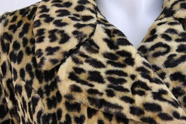 Leopard Print Faux Fur Coat