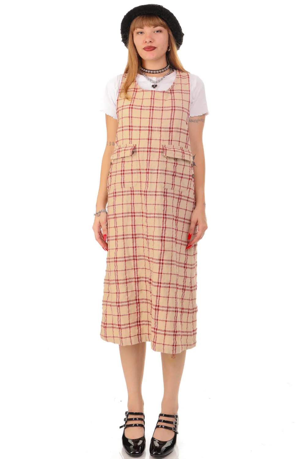 Vintage Y2K Plaid Tank Overall Dress - S/M/L