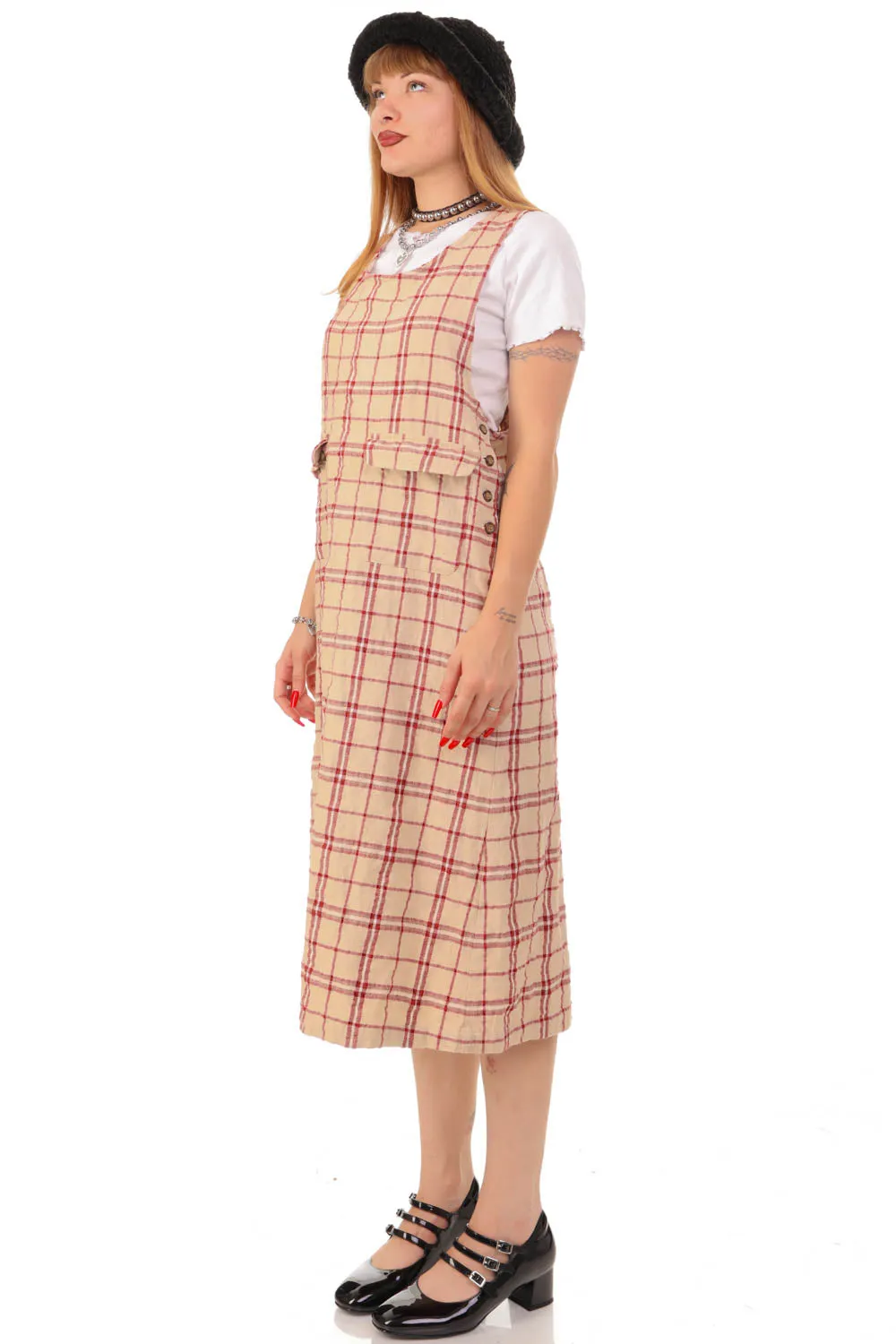 Vintage Y2K Plaid Tank Overall Dress - S/M/L