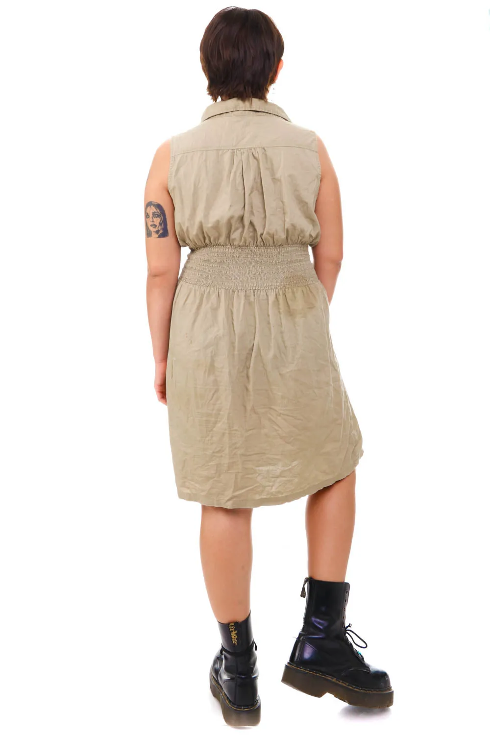 Vintage Y2K Sandy Zip Up Tank Dress - M/L/XL