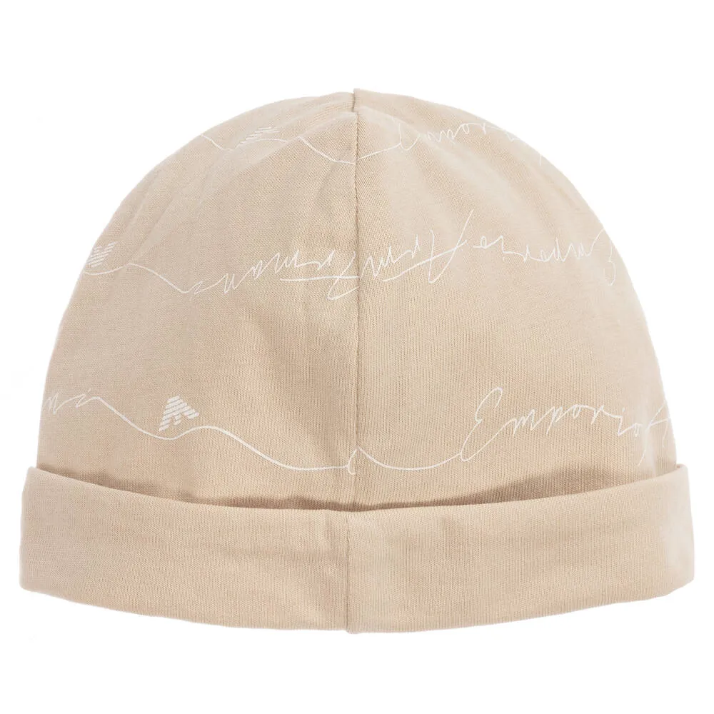 White & Beige Logo Hat