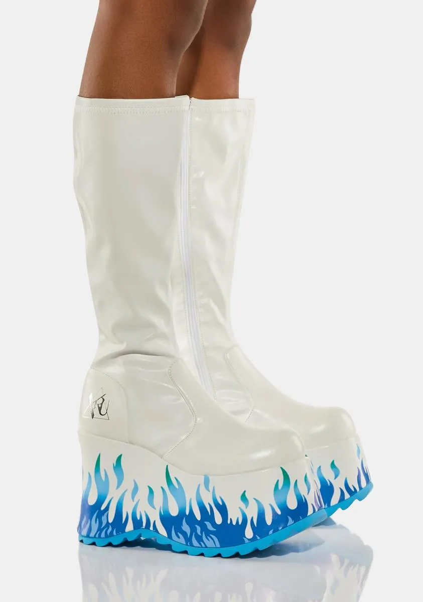 White Flame Ankle Boots