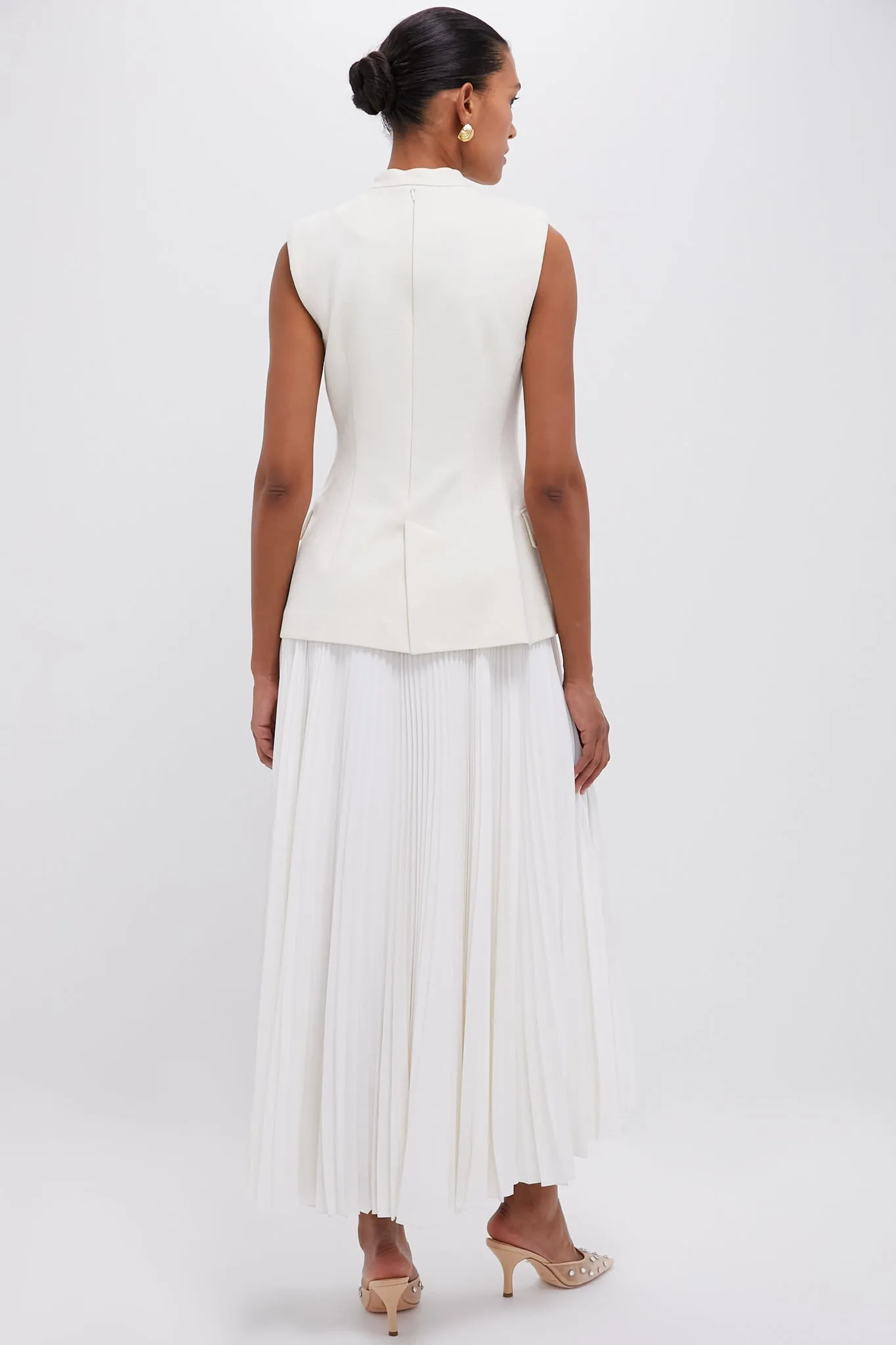 White Georgina Sleeveless Vest Midi Dress