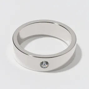 6mm Polished White Gold Flat Diamond Wedding Band