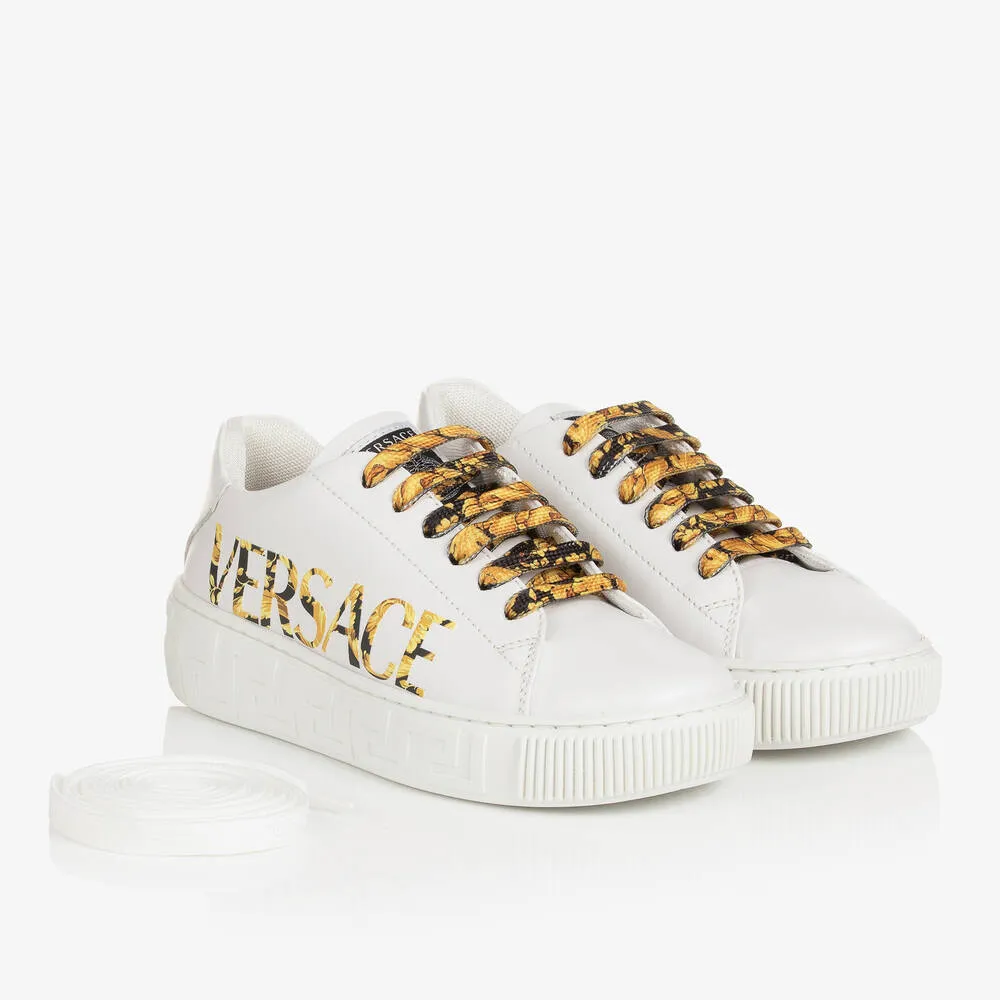 White Leather Barocco Trainers