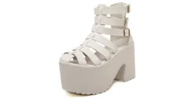 White Straps Gladiator Platforms High Heels Sandals