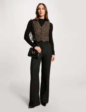 Wide leg trousers with darts black women