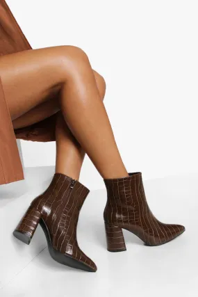 Wide Width Block Heel Pointed Boots