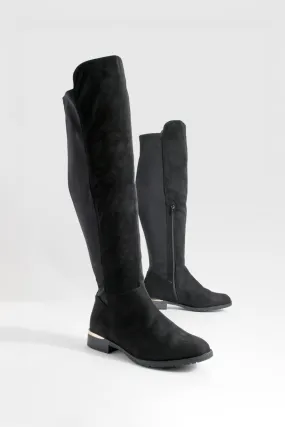 Wide Width Metal Detail Knee High Boots