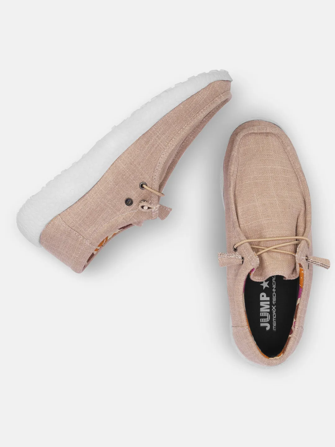 Women Beige Casual Canvas Slip-On Sneakers Shoes