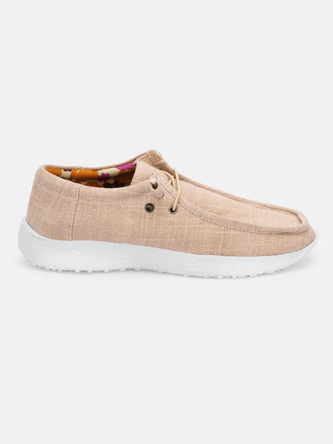 Women Beige Casual Canvas Slip-On Sneakers Shoes