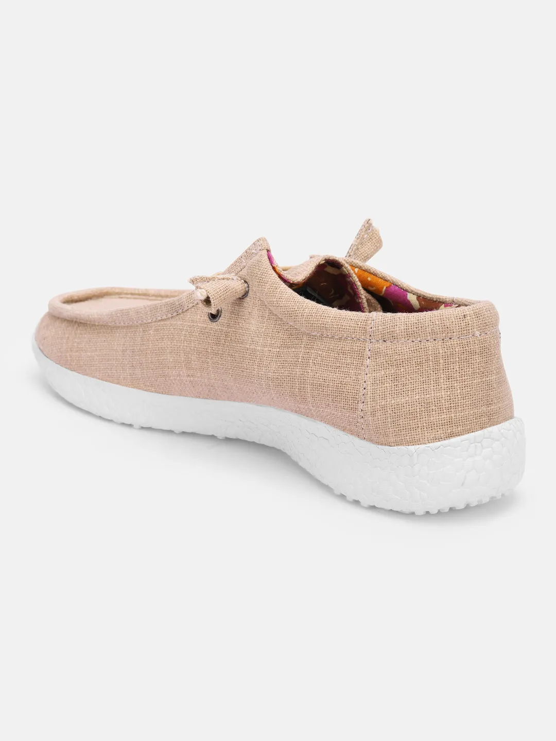 Women Beige Casual Canvas Slip-On Sneakers Shoes