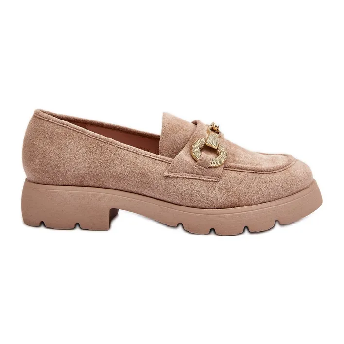 Women's Beige Decorated Railenes Moccasins