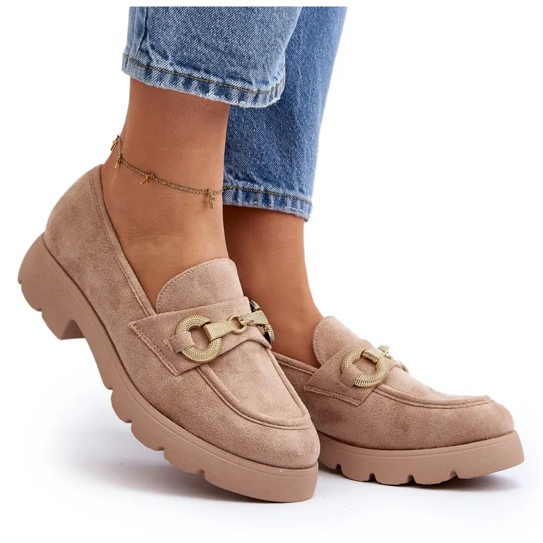 Women's Beige Decorated Railenes Moccasins