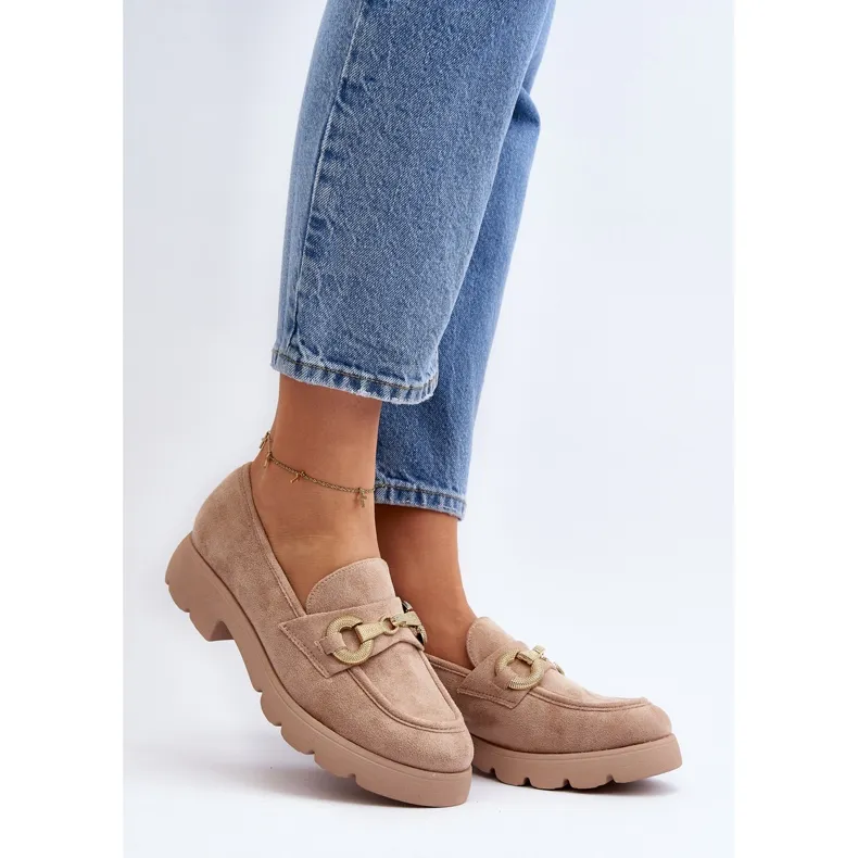 Women's Beige Decorated Railenes Moccasins