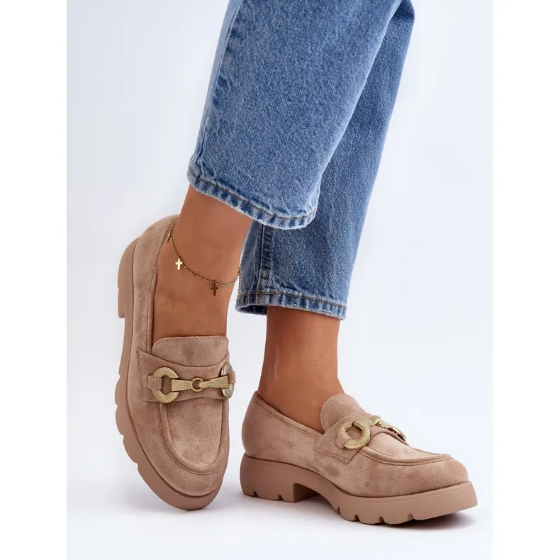 Women's Beige Decorated Railenes Moccasins