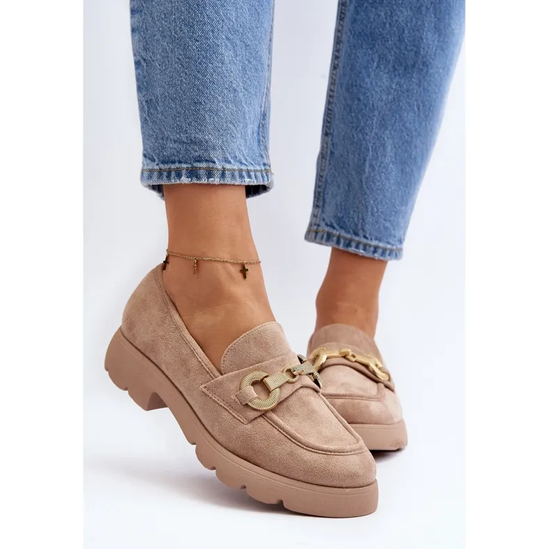 Women's Beige Decorated Railenes Moccasins