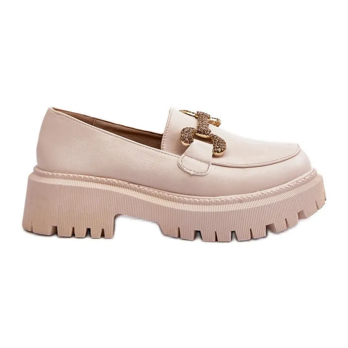 Light Beige Gargi Women's Moccasins with Decorative Accents