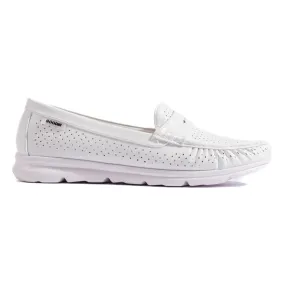 Women's white openwork moccasins