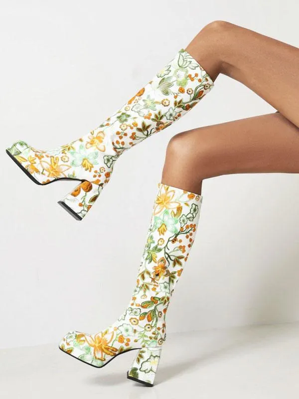 Floral Print Gogo Boots