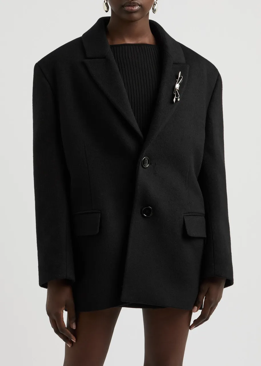 Wool-blend coat with bow detail by BLUMARINE