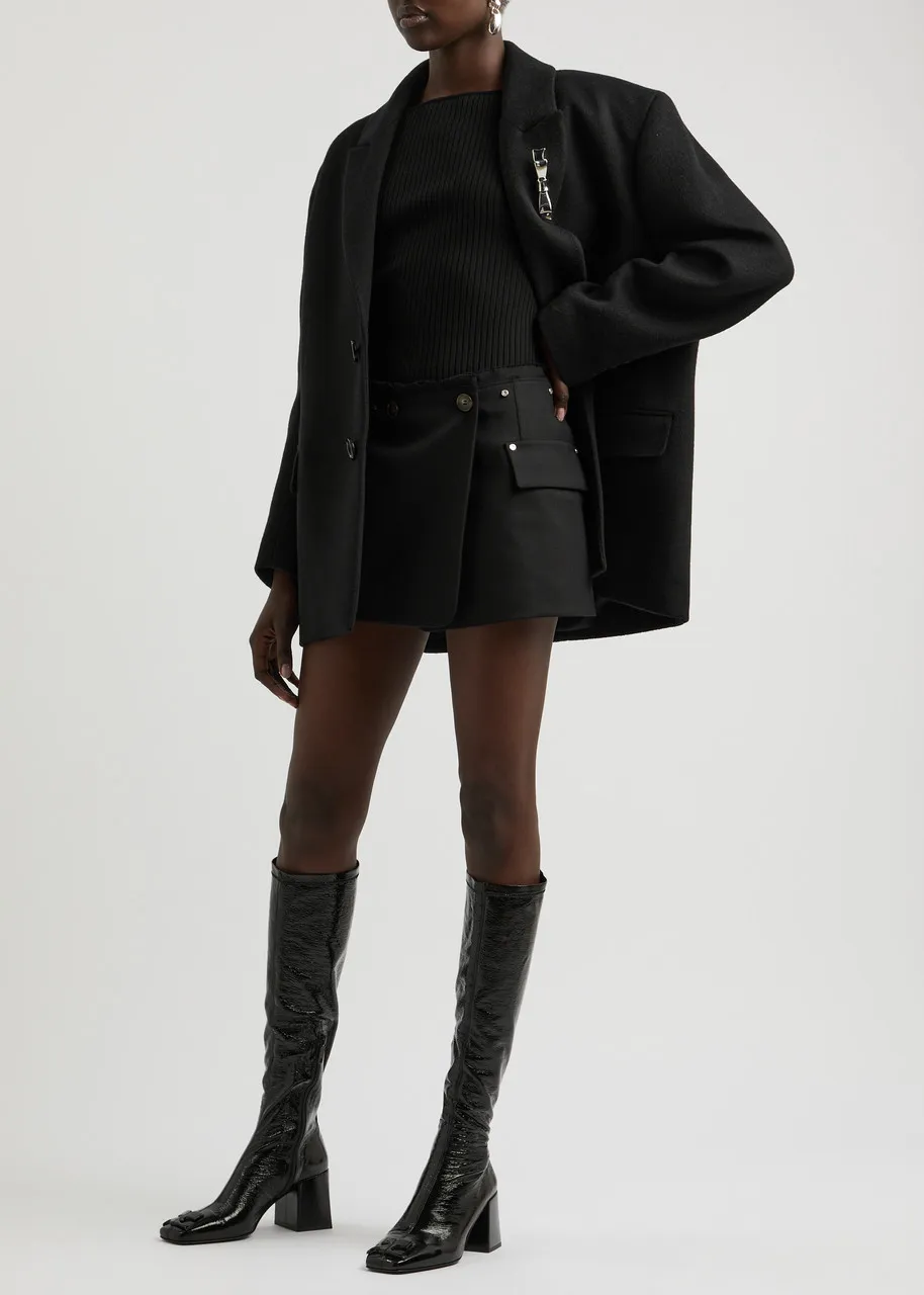 Wool-blend coat with bow detail by BLUMARINE