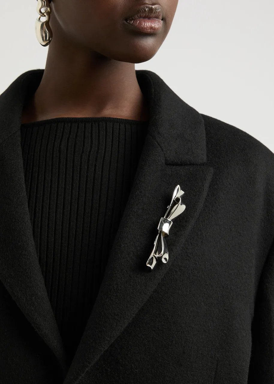 Wool-blend coat with bow detail by BLUMARINE