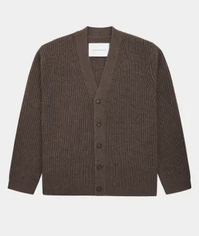 Wool Knit Cardigan - Dark Taupe Melange