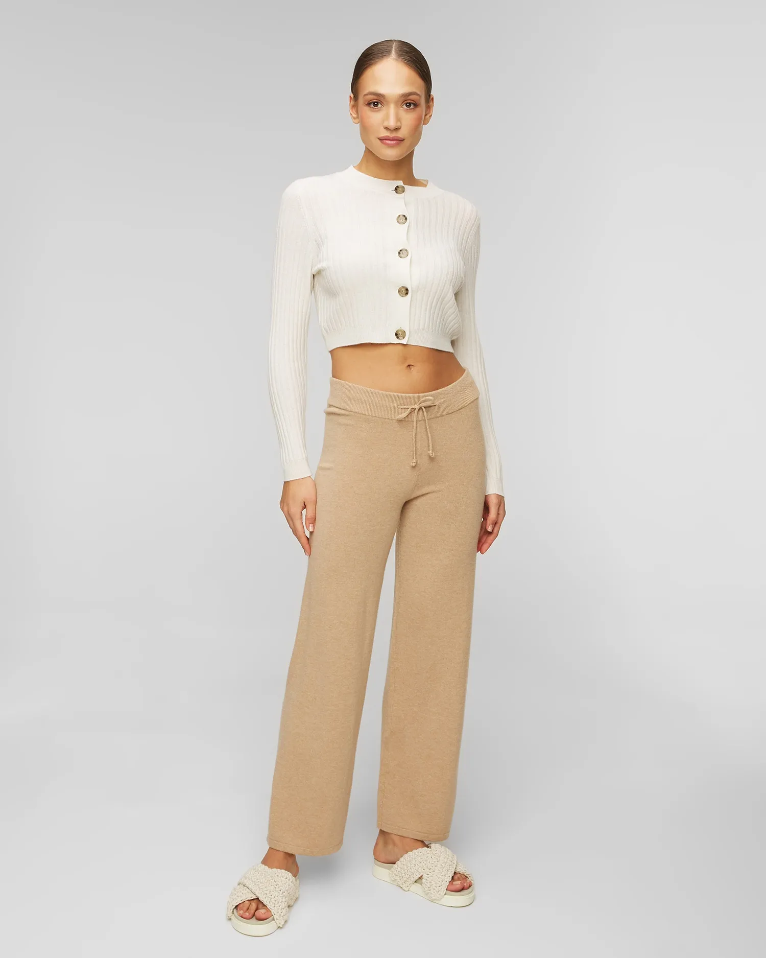 Wool knit trousers with cashmere Juvia Frieda 83219319-camel