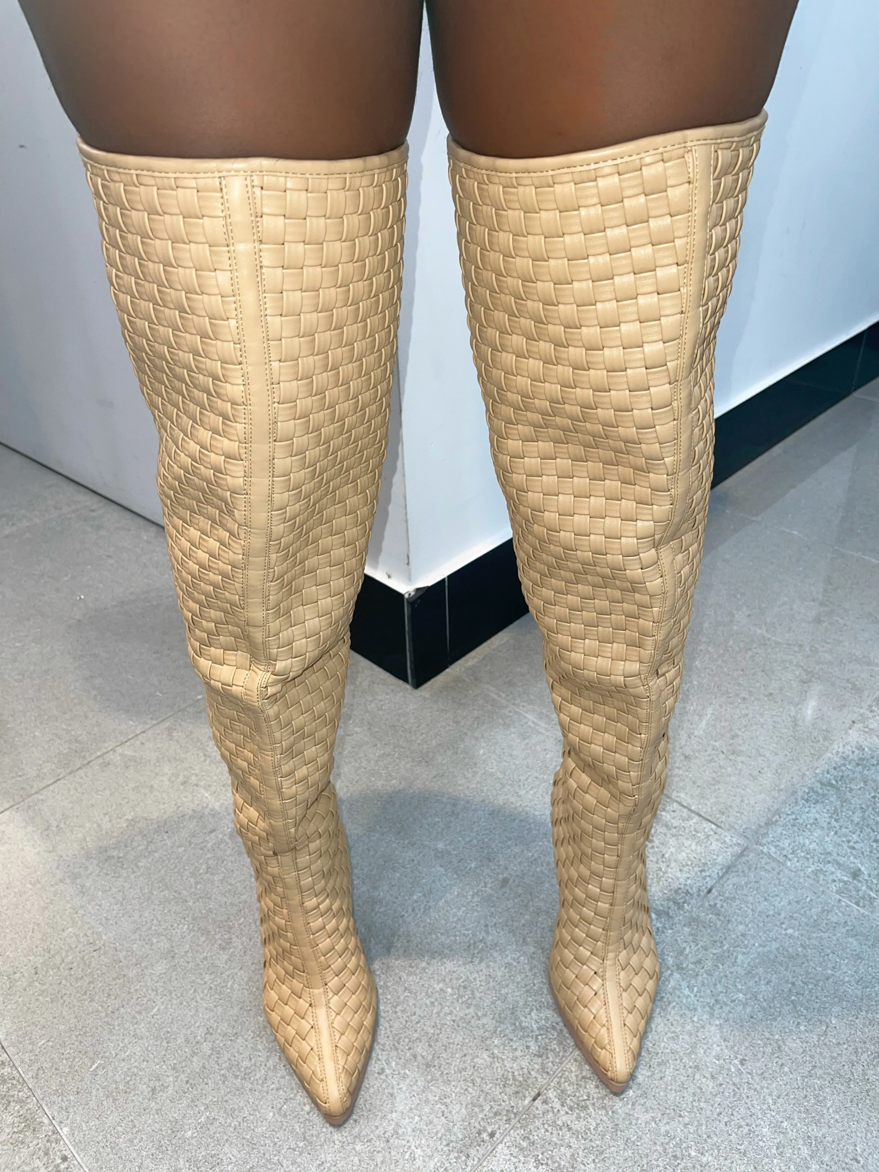 Woven Boots Nude