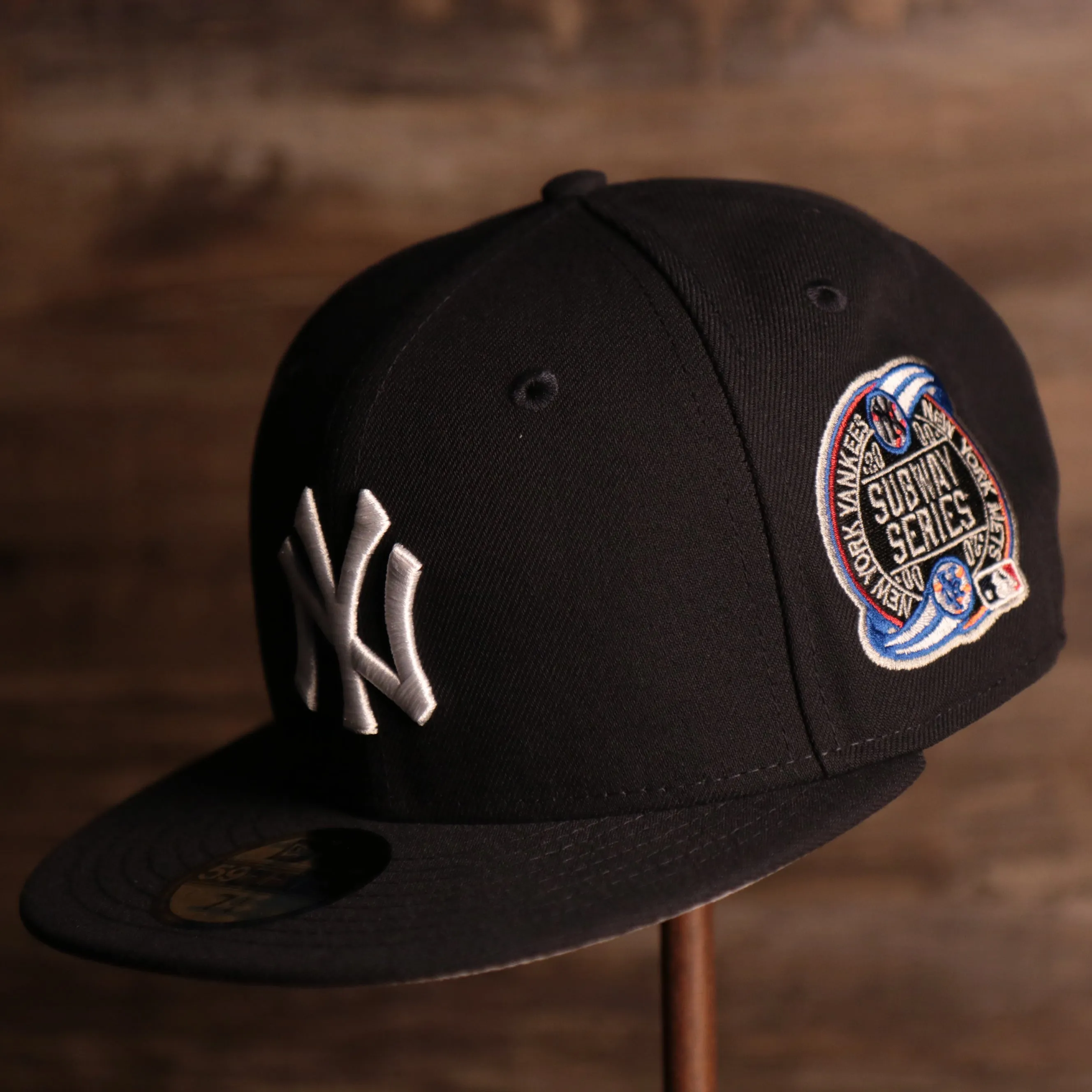 Yankees On-Field Grey Bottom Fitted Cap | New York Yankees 2000 Game Worn Subway Series Side Patch Gray Under Brim 59Fifty Fitte